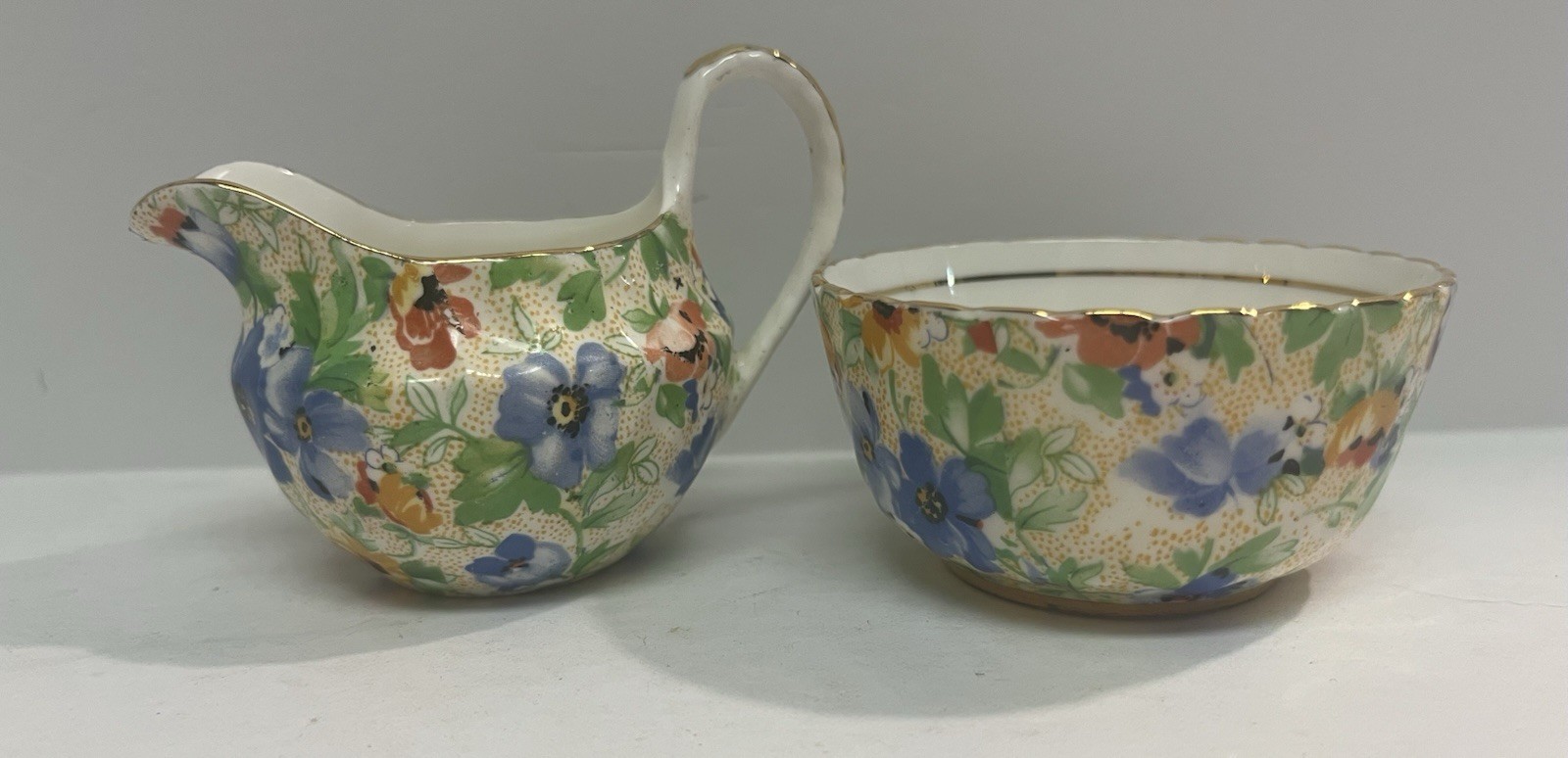Vintage Royal Ardalt With Crown Mark Chinz Floral Creamer & Sugar England