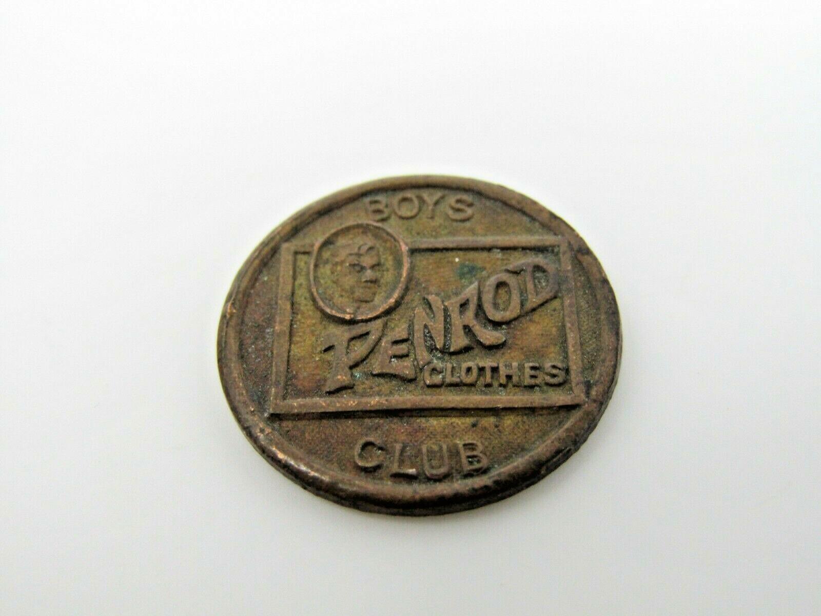 Vintage Penrod Clothes Boys Club Advertising Token Medal Pinback Front Brass USA
