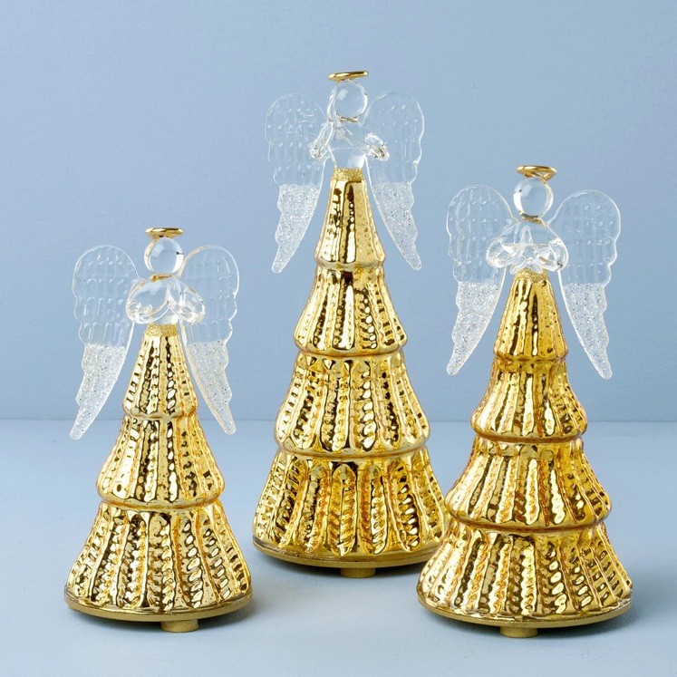 Lenox Glassware RADIANT LIGHT ANGEL Lit Figurines - Set of Three N/O