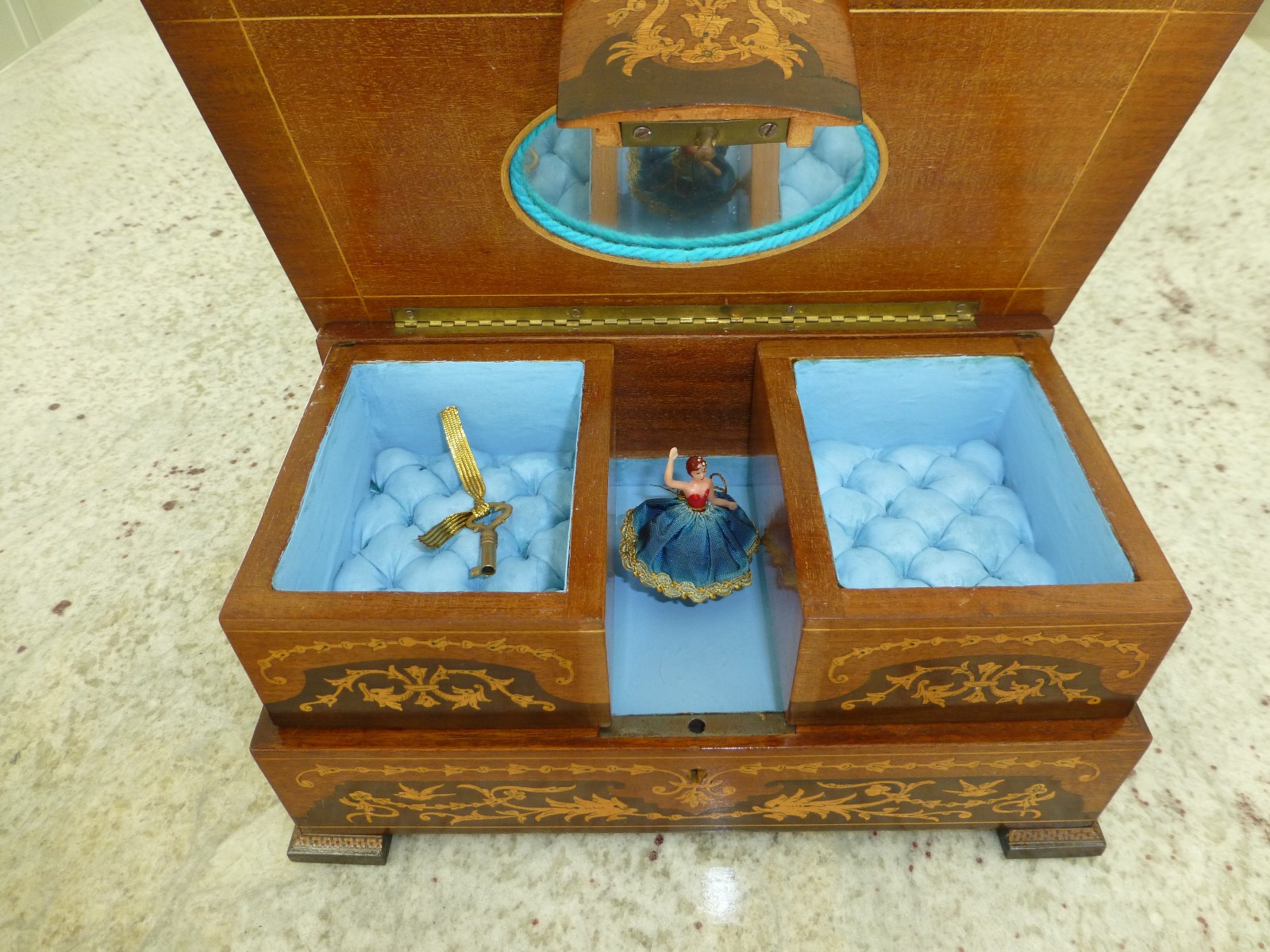 Vintage Swiss Reuge Dancing Ballerina Musical Jewelry Box Automaton (See Video)