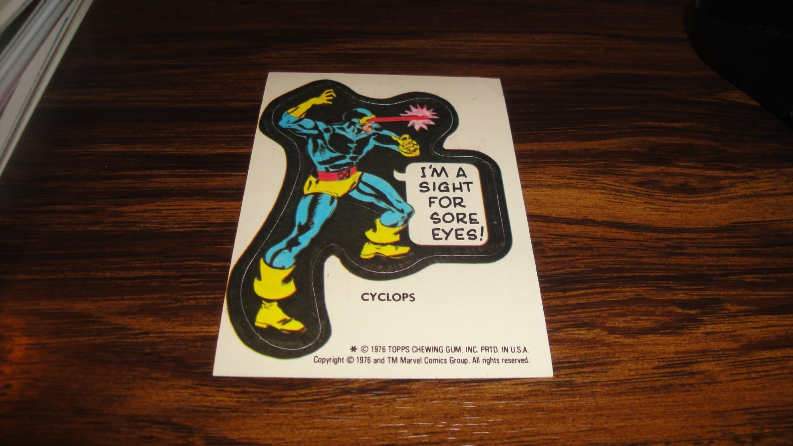 1976 Topps Trading Card Marvel Comic Book Super Heroes Sticker X-Men Cyclops RC