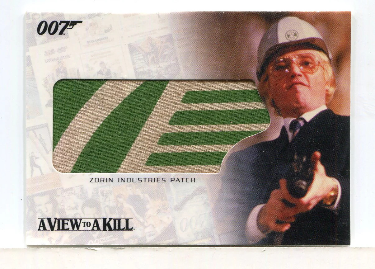 James Bond Complete Zorin Industries Patch Relic Card RC9 James Bond Complete Zorin Industries Patch Relic Card RC9