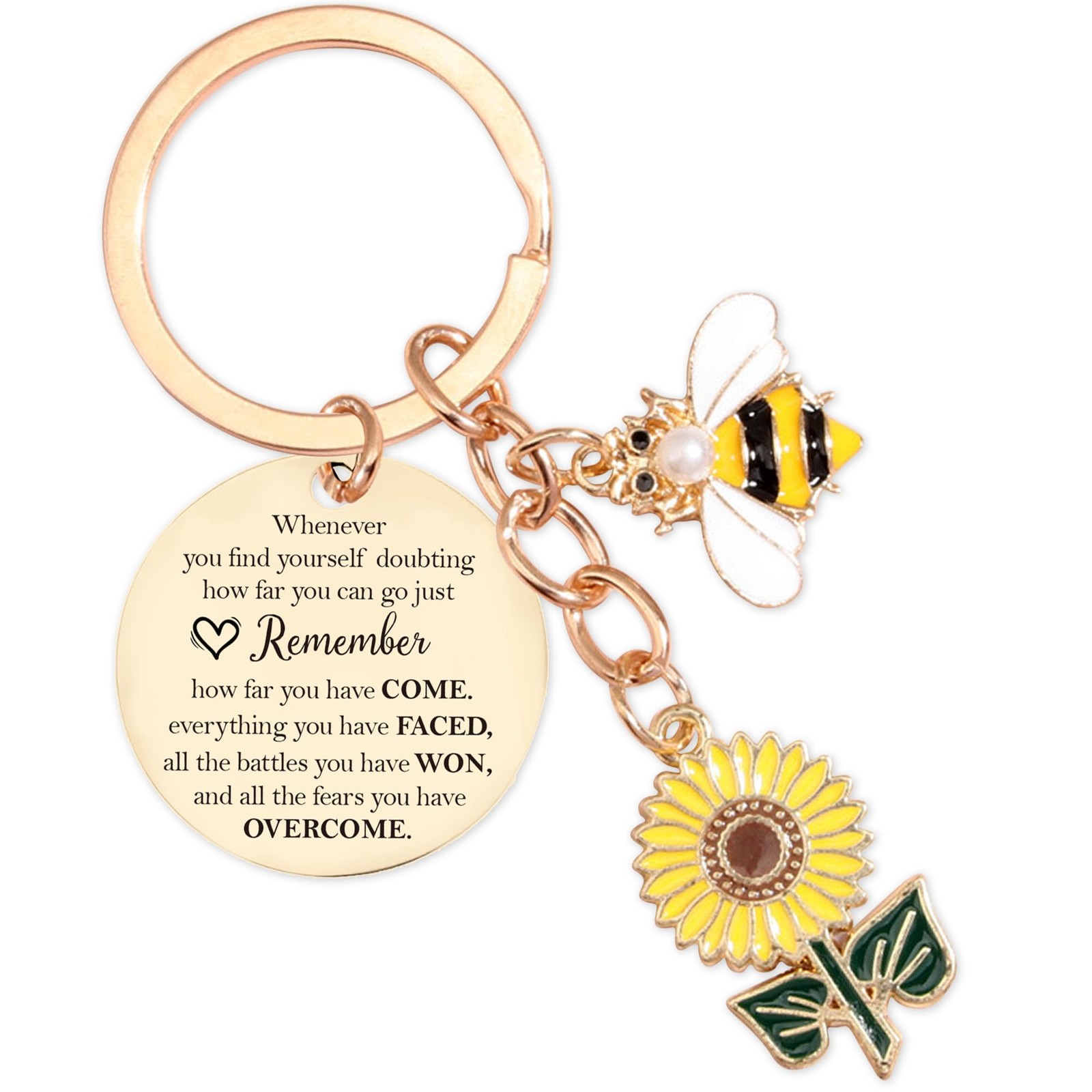 Inspirational Sunflower Bee Keychains Gifts - Motivational Uplifting Quotes Enco