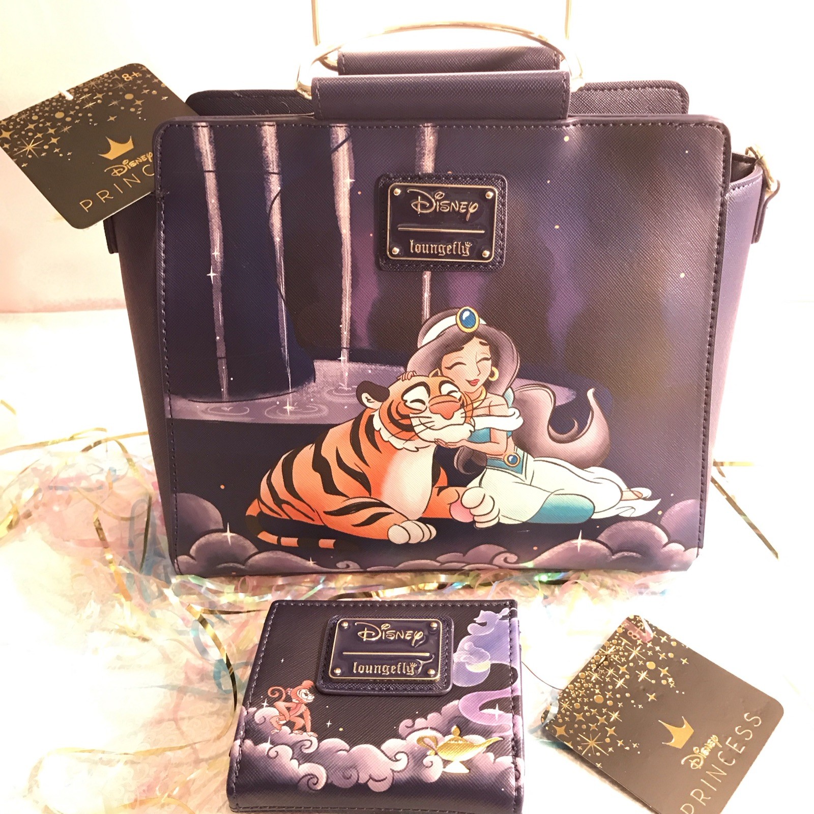 Disney Loungefly Princess Jasmine /Rajah Crossbody Bag & matching 3 Fold Wallet Disney Loungefly Princess Jasmine /Rajah Crossbody Bag & matching 3 Fold Wallet