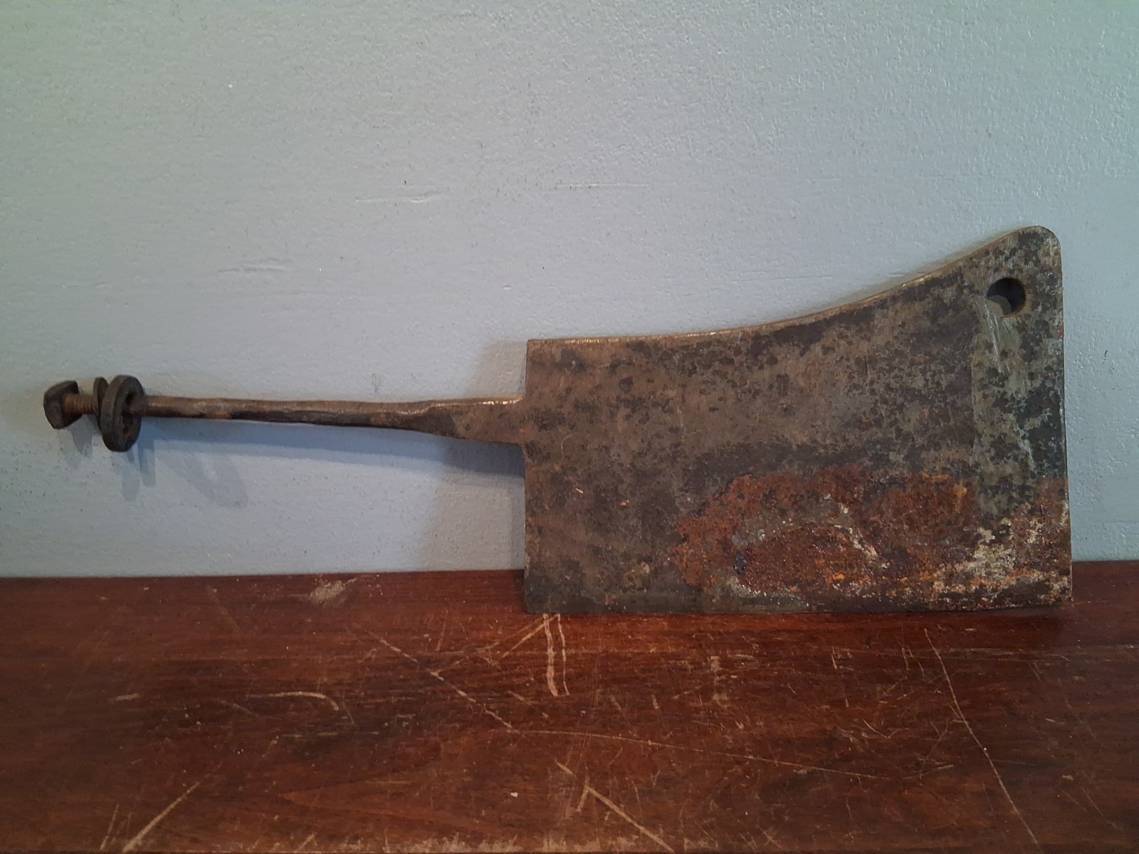 Vintage Butcher's Meat Cleaver / Blacksmith Wrought / Rough Condition/ No Handle
