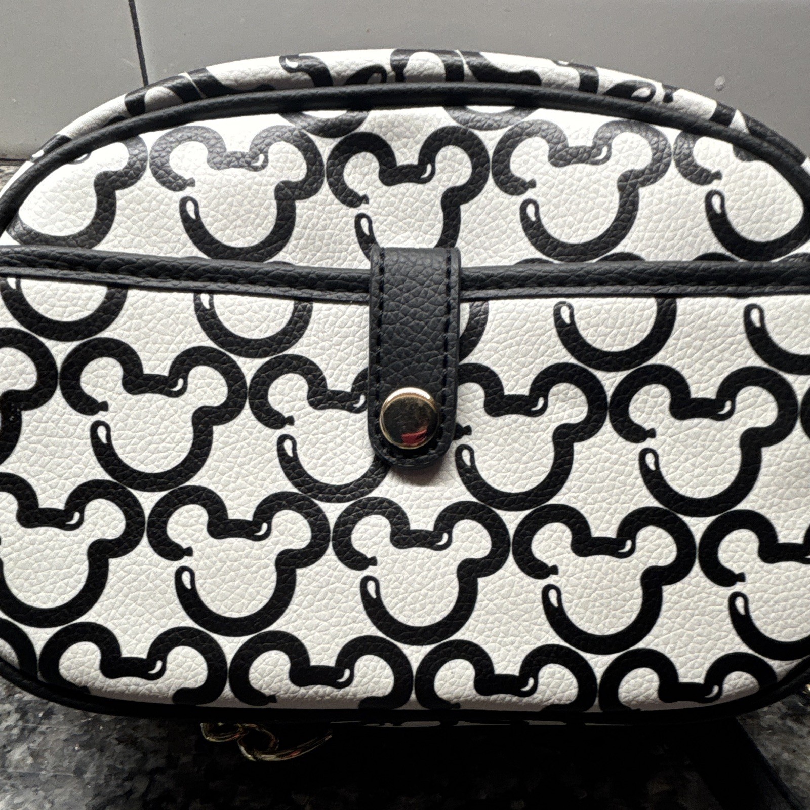 Walt Disney World Mickey Mouse Icon Print Small Crossbody Bag Black White