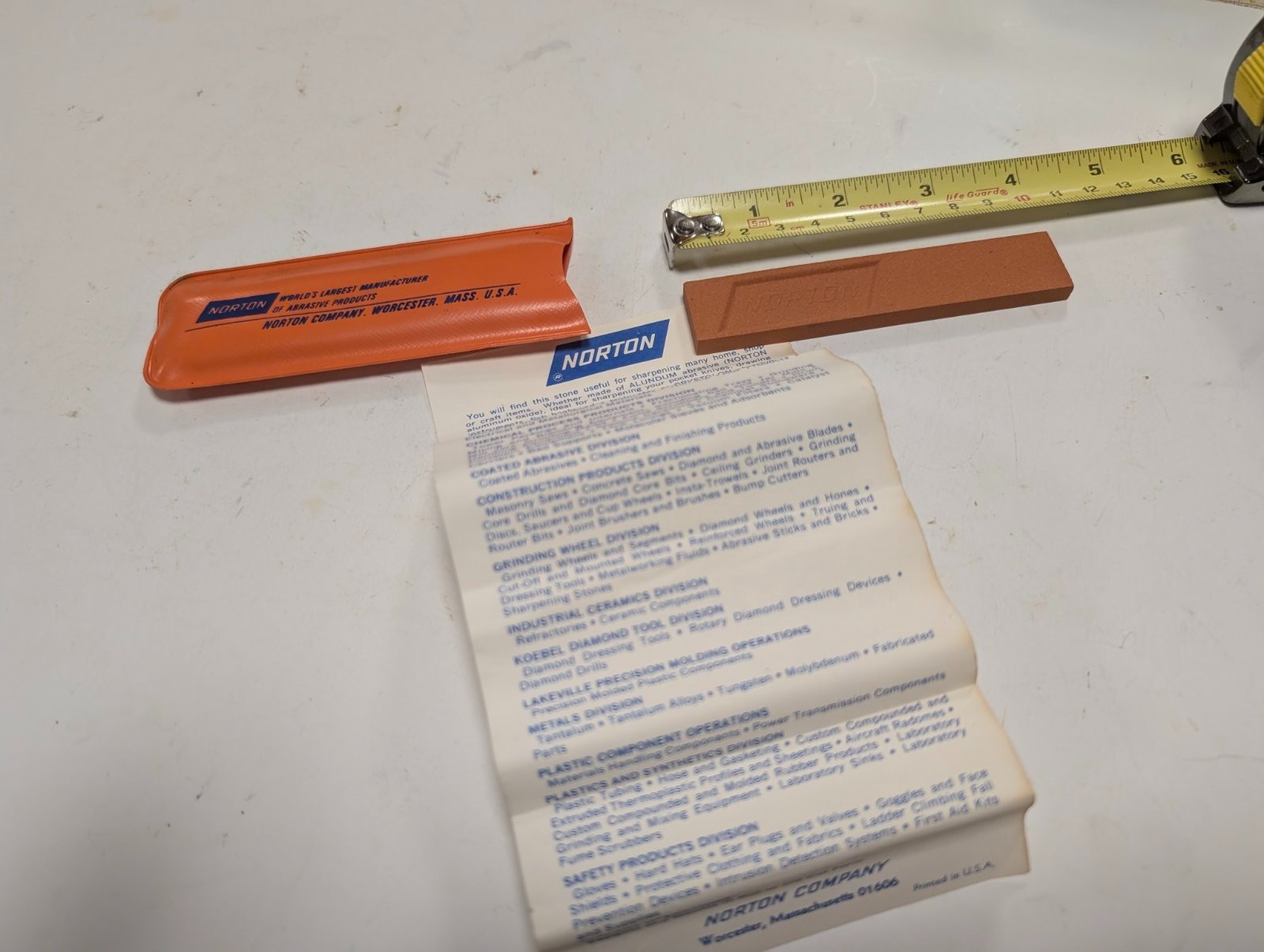NOS Norton Small Pocket Sharpening Stone  w/ Vinyl Pouch