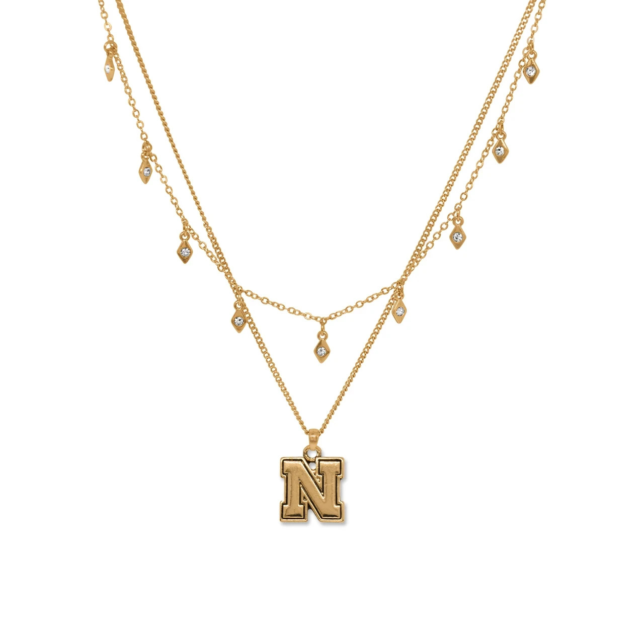 Nebraska Cornhuskers, Licensed University Emblem Cory Necklace, 18K gold plated Nebraska Cornhuskers, Licensed University Emblem Cory Necklace, 18K gold plated