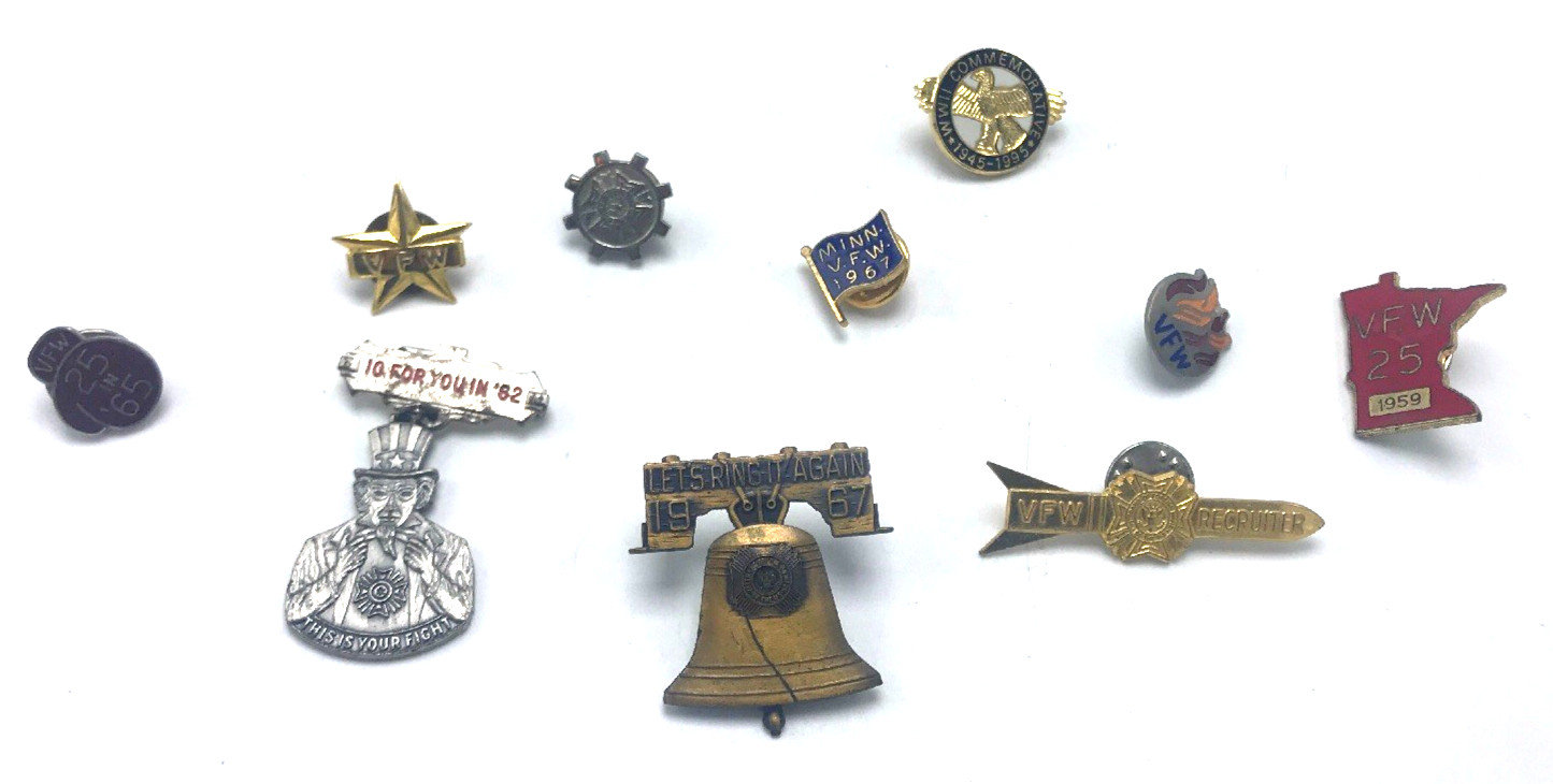 Vintage VFW Service Pins Recruiter Commemorative Rare Veterans Foreign Wars JK1
