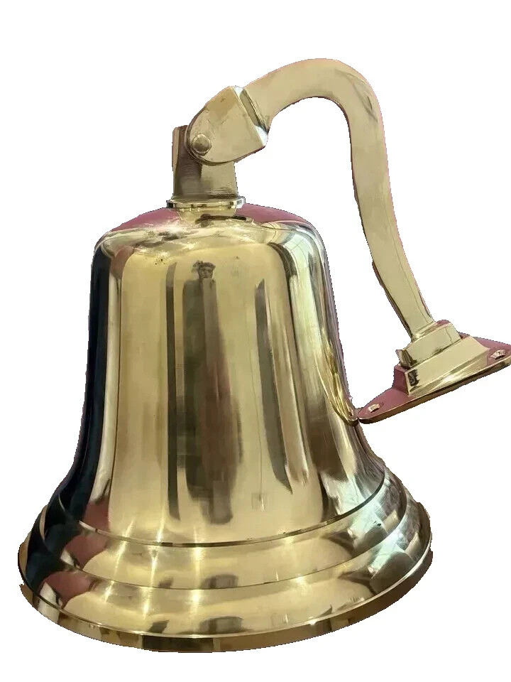 9 Inch Nautical Brass Ship Bell Marine Wall Hanging Decor Antique Finish 9 Inch Nautical Brass Ship Bell Marine Wall Hanging Decor Antique Finish