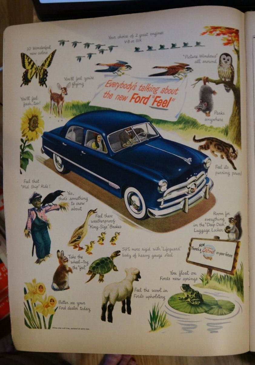 1949 Ford: Everybodys Talking About the New Ford Feel Vintage Print Magazine Ad 1949 Ford: Everybodys Talking About the New Ford Feel Vintage Print Magazine Ad