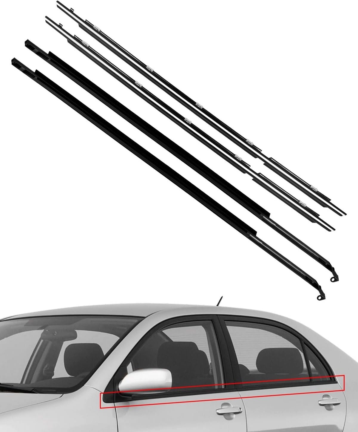 4 Pcs Window Molding Trim Seal Belt Fit for Toyota Corolla 1995-2002 Replace 757 4 Pcs Window Molding Trim Seal Belt Fit for Toyota Corolla 1995-2002 Replace 757
