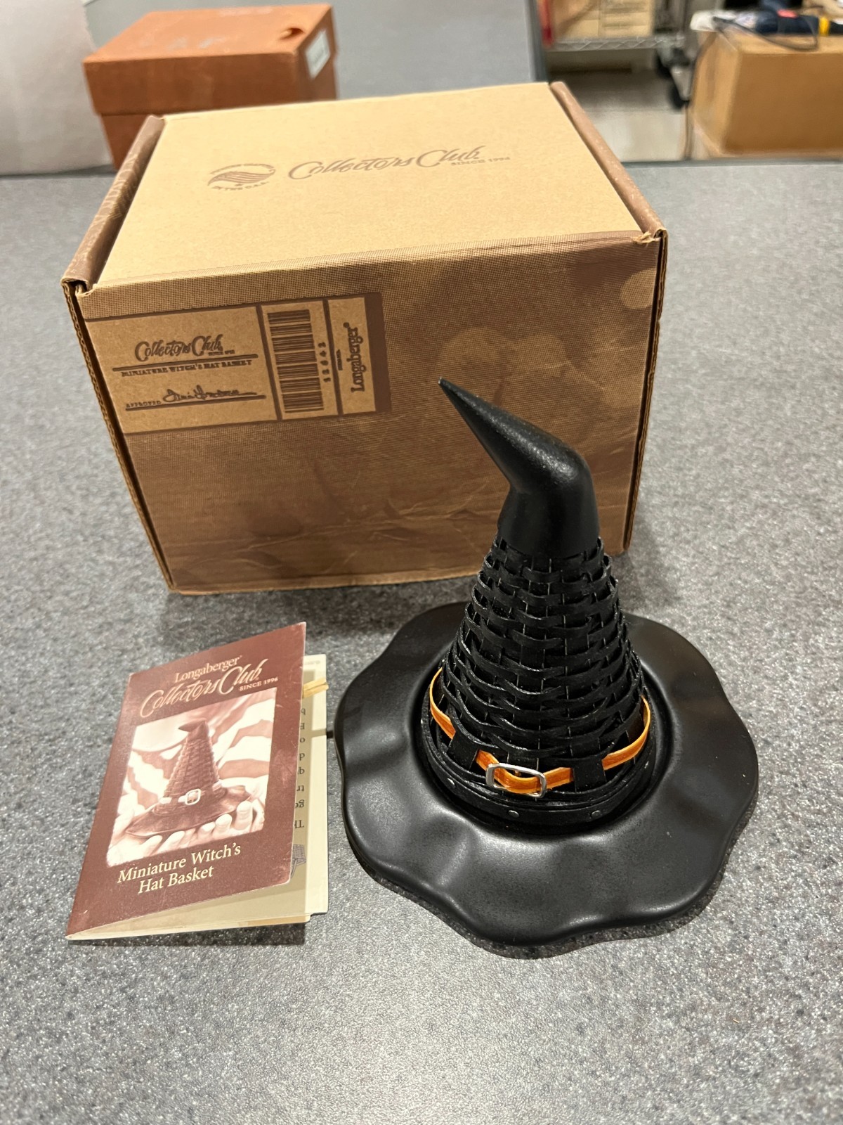 Longaberger 2013 Halloween Miniature Witch’s Hat Basket+Pottery Base #12642 DS51