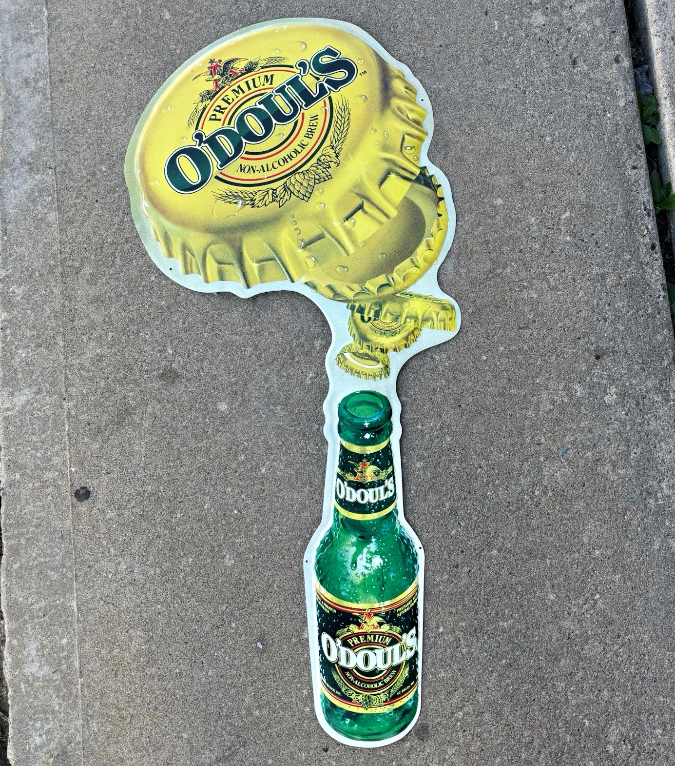 Vintage 1991 O'Doul's Non-Alcoholic Beer Bottle & Cap Large Metal Tin Sign 39 Vintage 1991 O'Doul's Non-Alcoholic Beer Bottle & Cap Large Metal Tin Sign 39