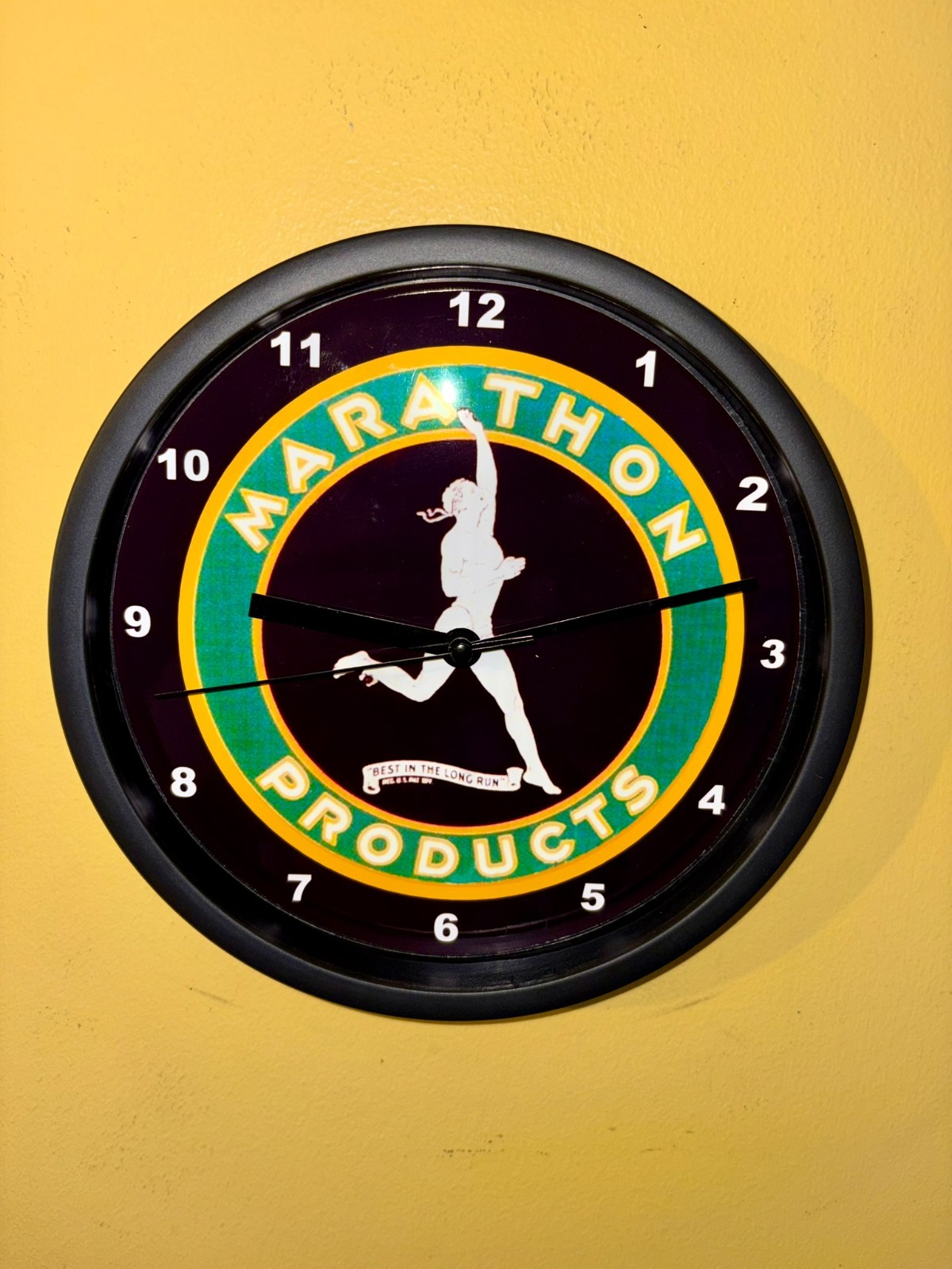 Marathon Runner Logo Oil Gas Station Garage Advertising Retro Clock Sign