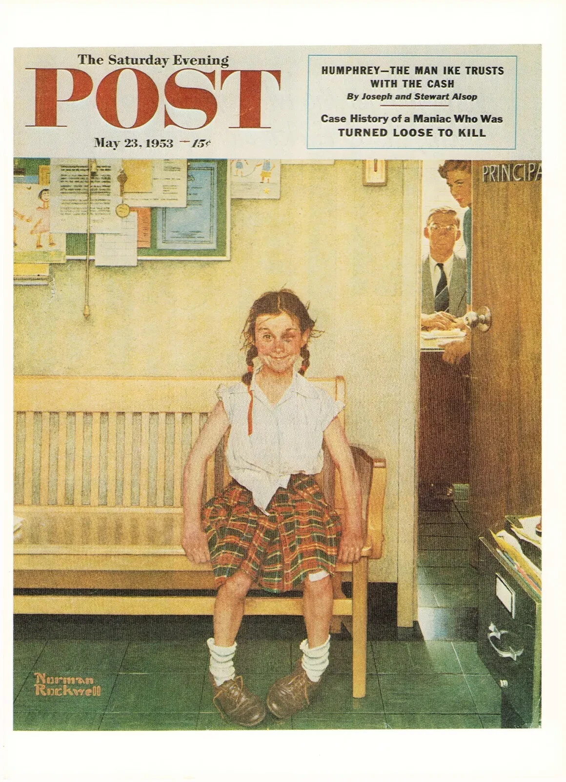 Saturday Evening Post May 23, 1953 Norman Rockwell Cover Print Principles Office