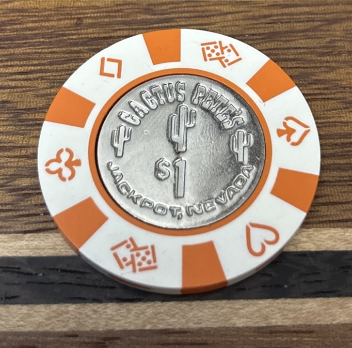 CACTUS PETE\'S HOTEL CASINO $1 hotel casino gaming poker chip - Jackpot, NV