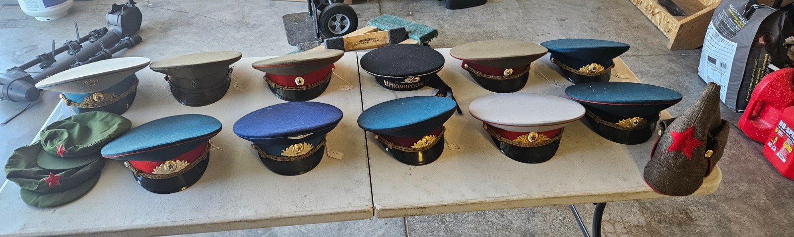 11 Vintage USSR Soviet Russian Officer's Military Uniform Caps  Hat Size 57