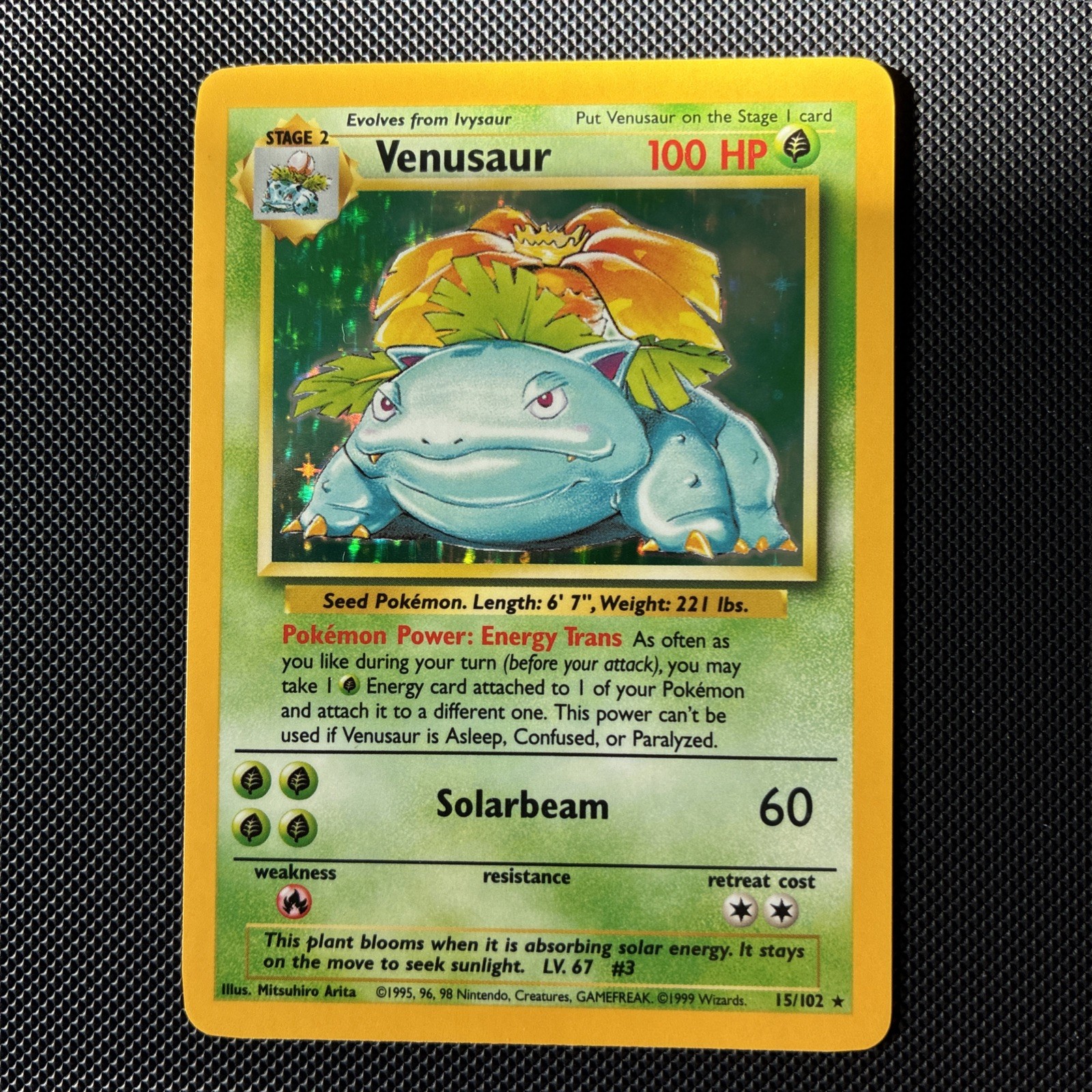 Venusaur 15/102 Base Set 1999 Holo Rare WOTC Pokémon Card NM/LP+