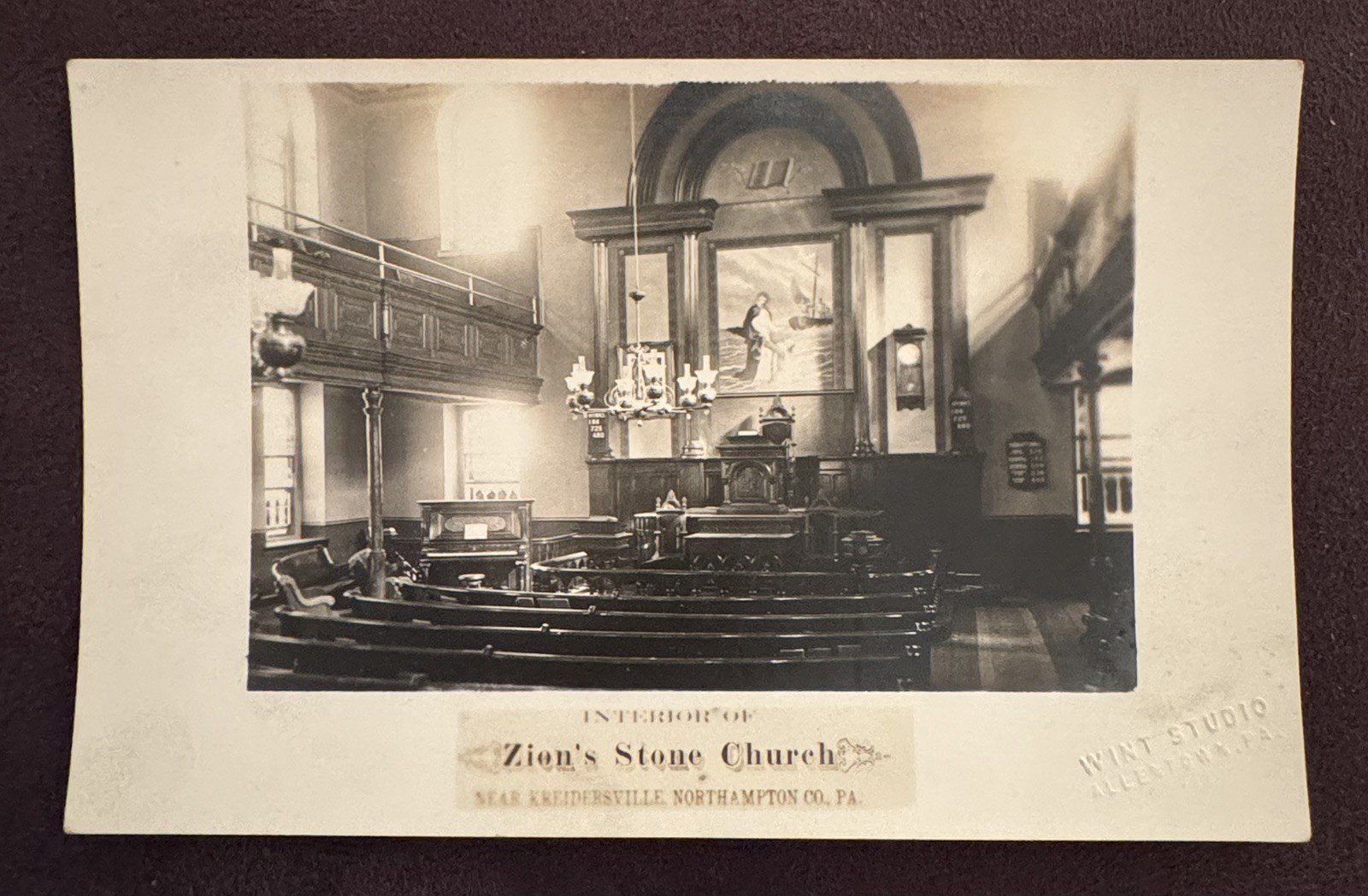 Scarce 1920s Kreidersville, PA RPPC Postcard Interior of Zion’s Stone Church #2 Scarce 1920s Kreidersville, PA RPPC Postcard Interior of Zion’s Stone Church #2