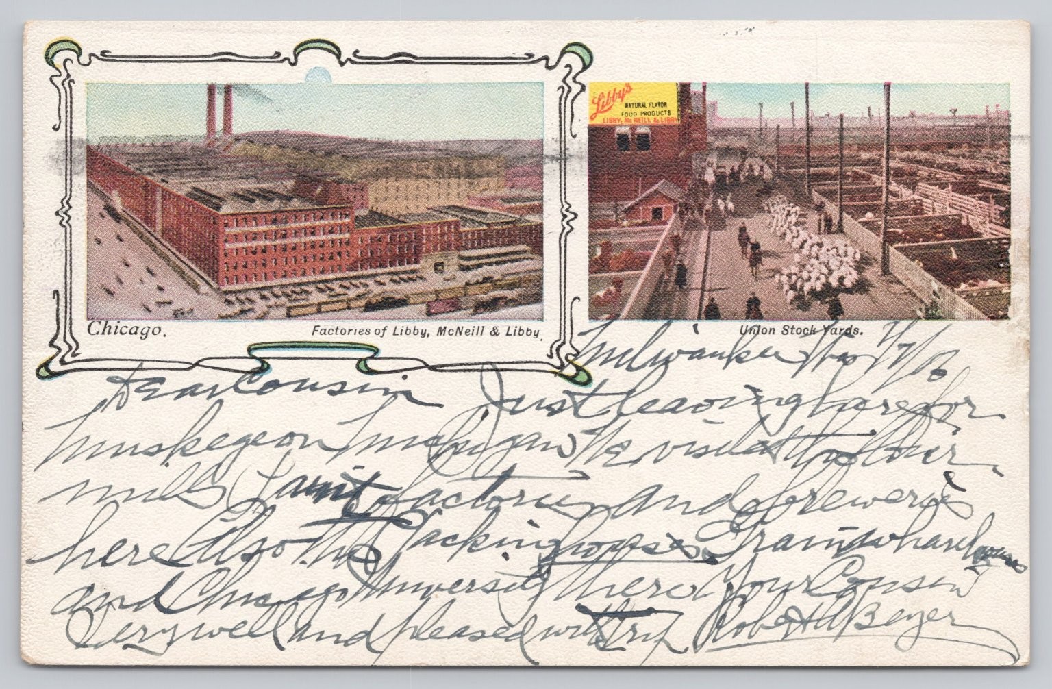 Vintage 1906 Chicago Libby McNeill & Libby Factories Union Stock Yards Postcard