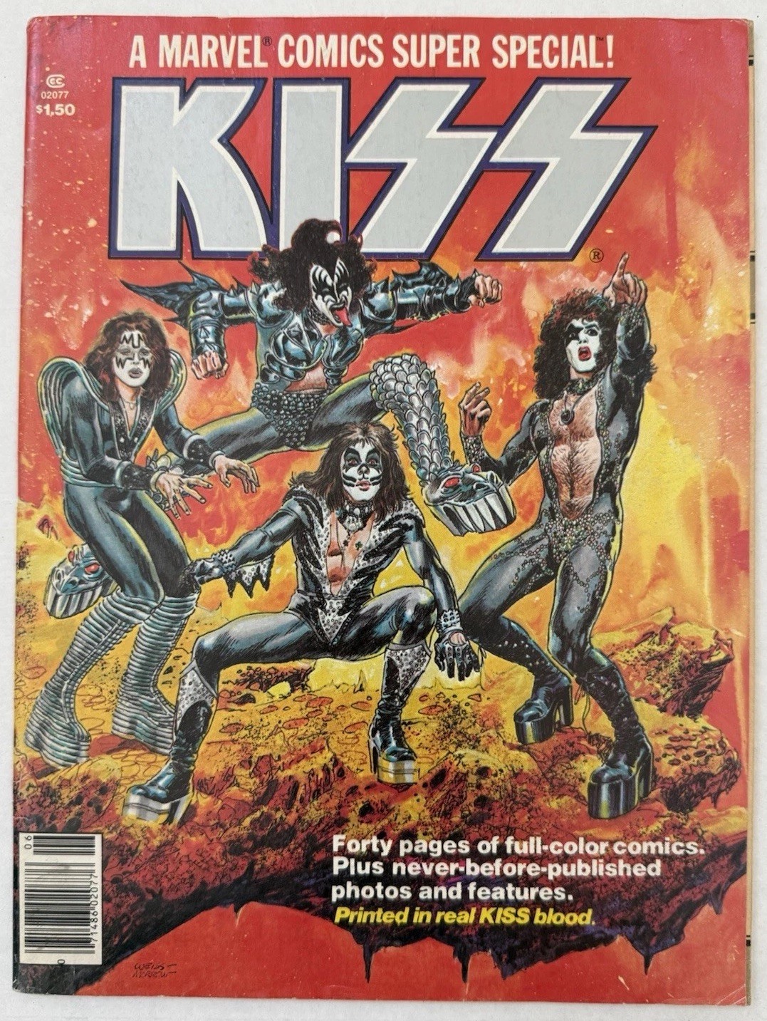 MARVEL COMICS SUPER SPECIAL #1 KISS 1977 - Printed W/ Real KISS BLOOD 🩸 RARE