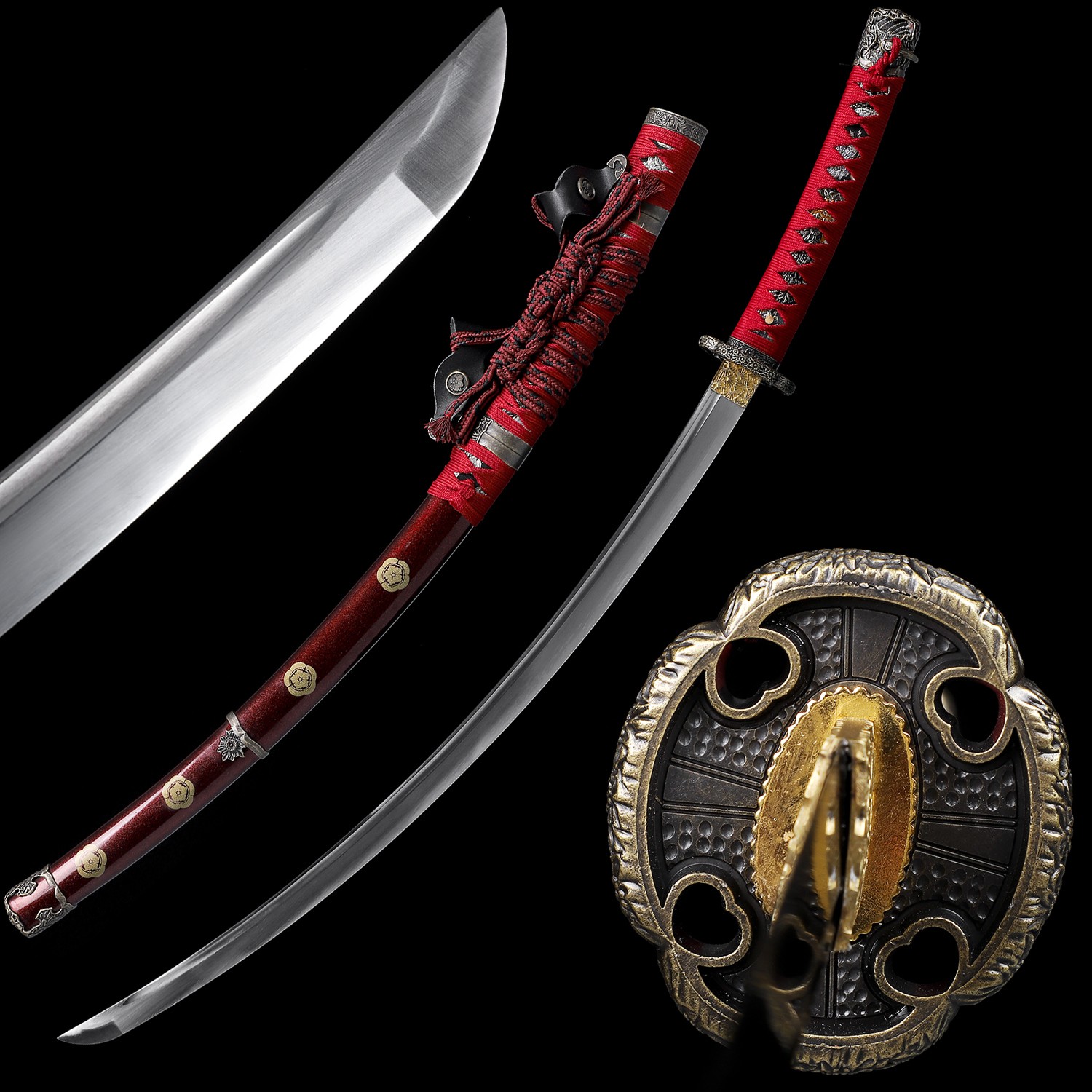 Red Real Tachi Katana Battle Ready Sharp T10 Carbon Steel Japanese Samurai Sword