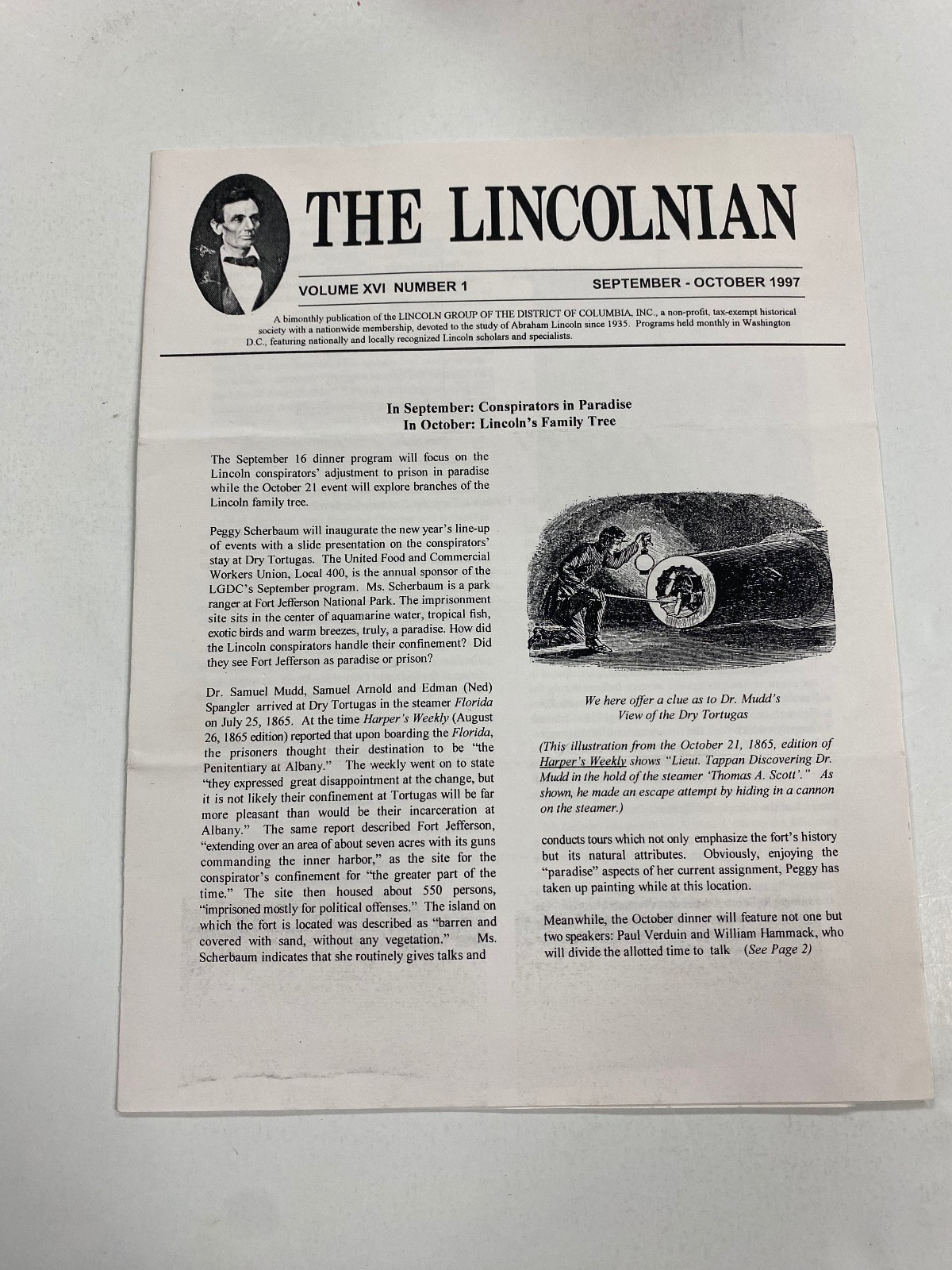 KP214) The Lincolnian October 1997 Dr. Mudd Dry Tortugas Conspirators