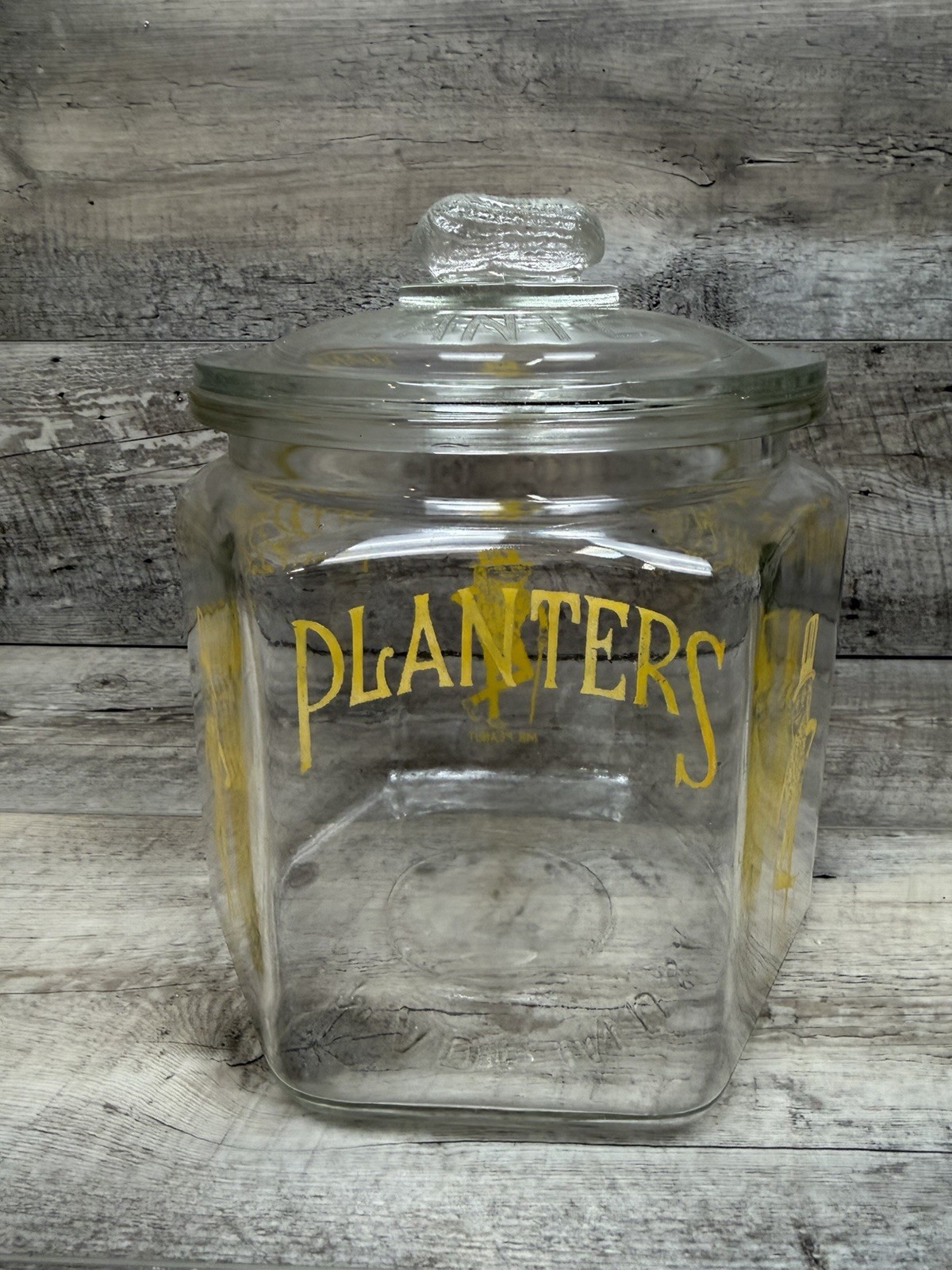 VIntage PLANTERS Peanuts Hex Glass \