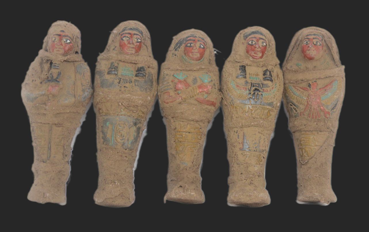 5 RARE ANCIENT EGYPTIAN ANTIQUE ROYAL SERVANT Ushabties Mummified Statues EGYCOM