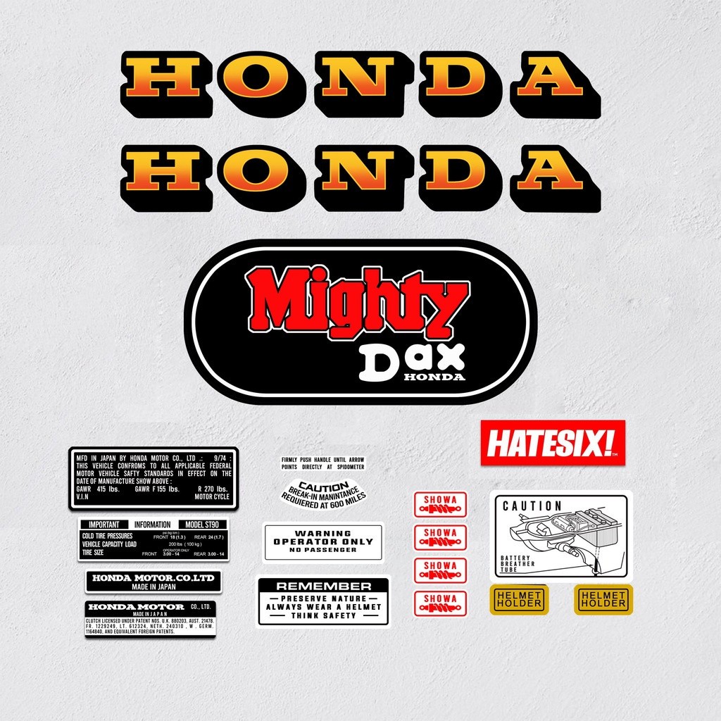 Sticker Decal Honda Mighty Dax ST 90 ST90 1973 side cover fuel tank