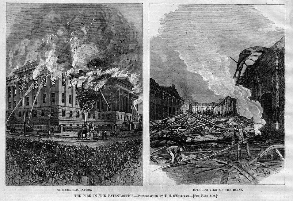FIREMEN FIGHTING FIRE AT THE PATENT-OFFICE, FIRE ENGINE