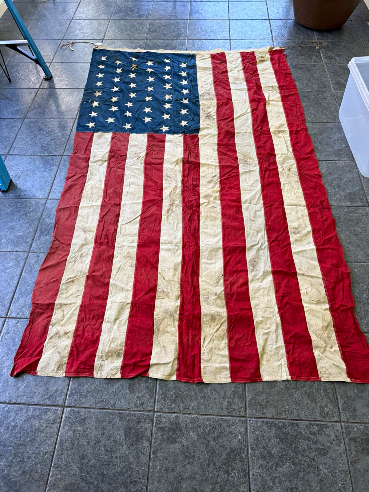 1880 Vintage American Flag Sewn Stars Red White Blue, 45 Star Flag & Provenance 