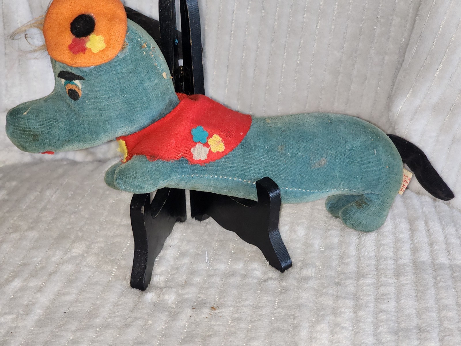 Vintage Blue Fabric Hershey Park Dachshund Weiner Dog