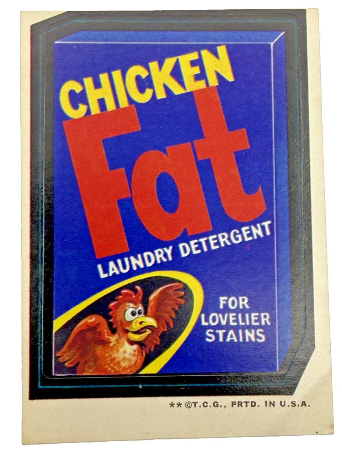1973 Topps Wacky Packages 2nd Series Chicken Fat Detergent Sticker Miscut 1973 Topps Wacky Packages 2nd Series Chicken Fat Detergent Sticker Miscut