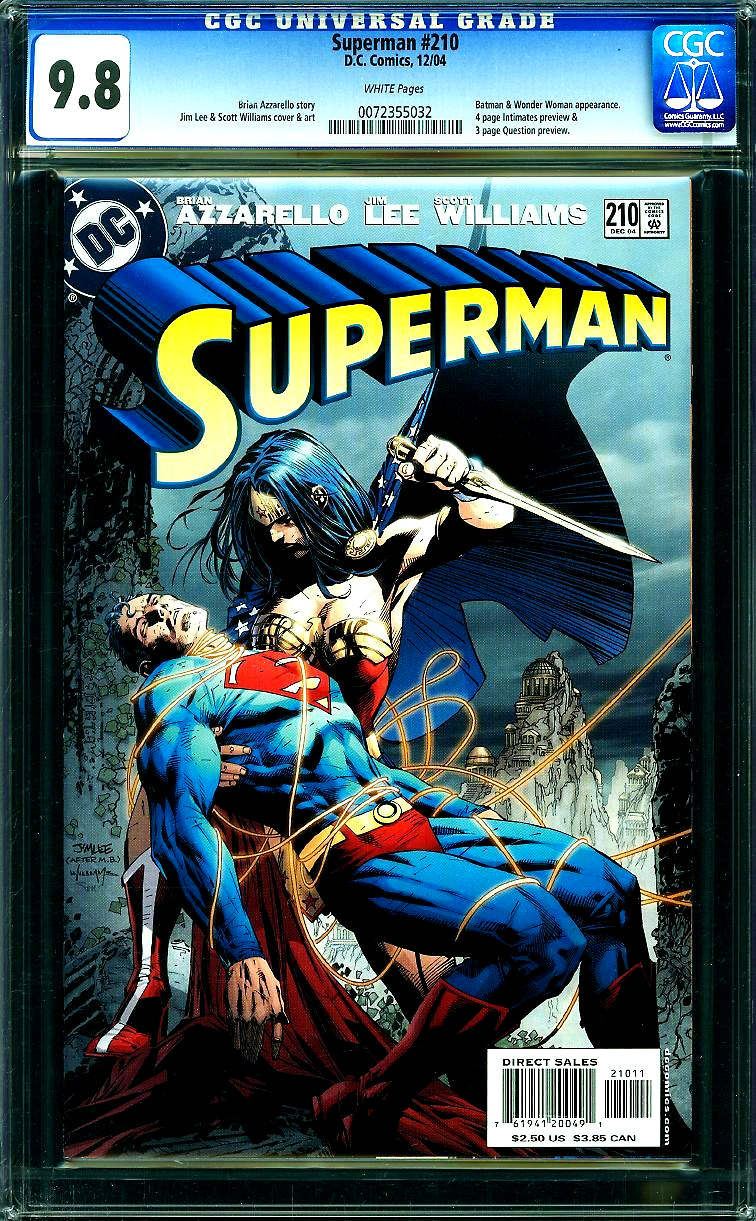 Superman #210 (2004) CGC 9.8 NM/MT Jim Lee Wonder Woman Battle Cover 0072355032