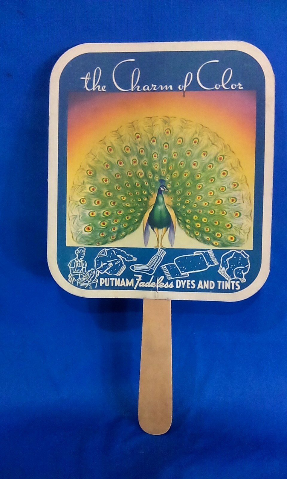 Vintage  Putnum Dye Cardboard Hand Held Fan - Advertising