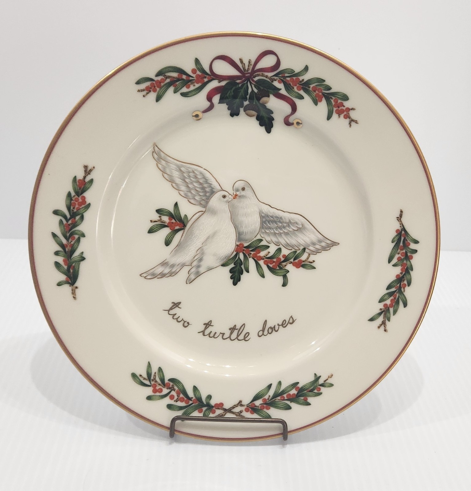 Macy's Royal Gallery Two Turtle Doves All the 12 Days of Christmas Dessert Plate