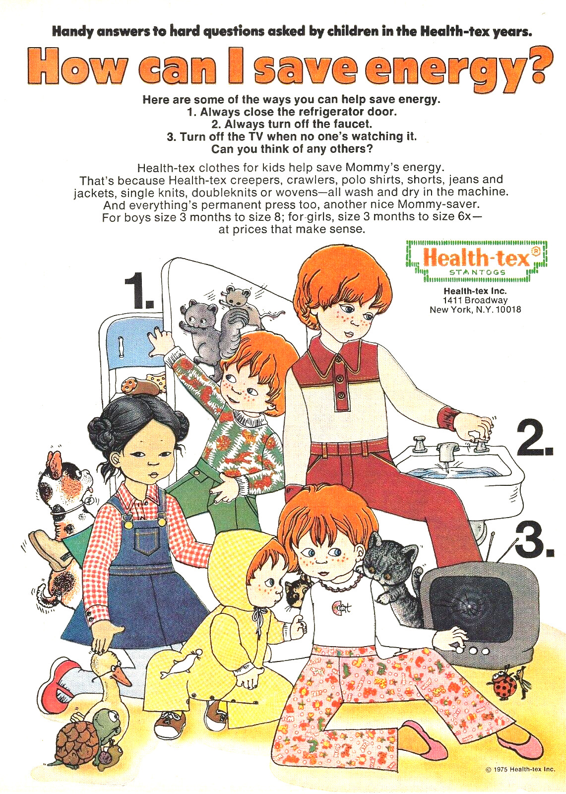 1975 Health-Tex Children\'s Clothing Fashion Stantogs Illustrated vtg Print AD