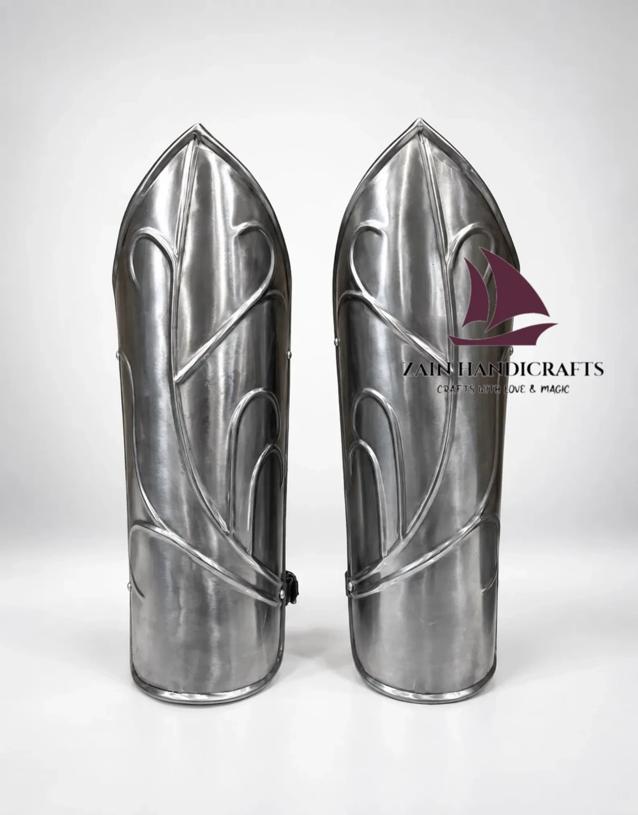 ZAIN Handcrafted Silver Steel Knight Leg Armor LARP Cosplay Best Halloween Gift