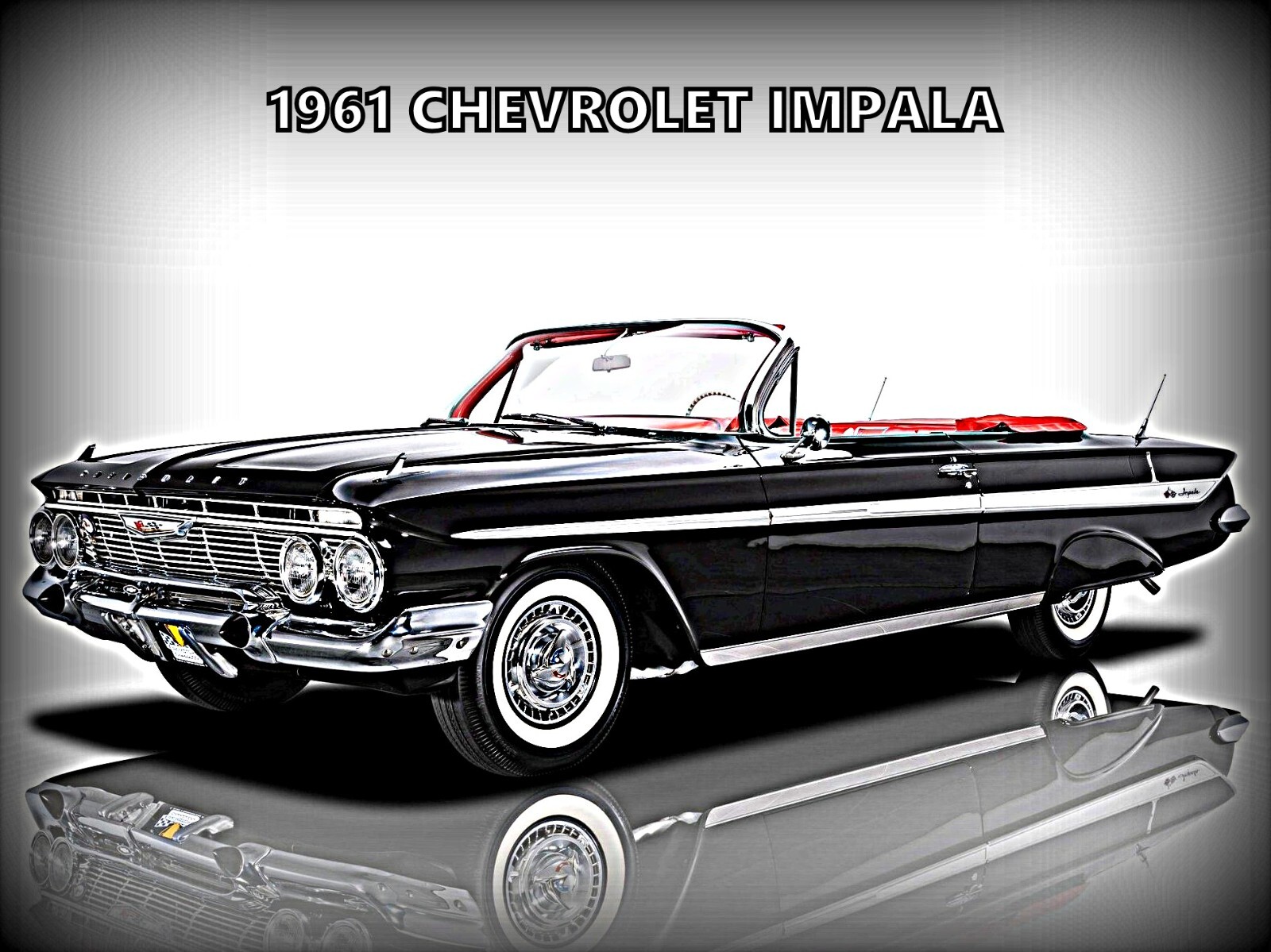 1961 Chevrolet Impala Black Convertible NEW Metal Sign: 12 x 16