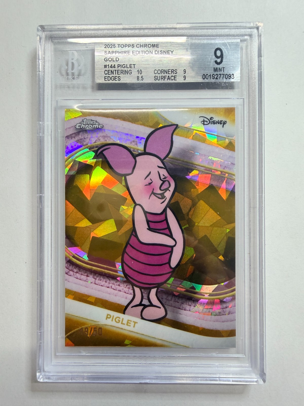 2025 Topps Chrome Disney Sapphire Gold Piglet /50 #144 BGS 9