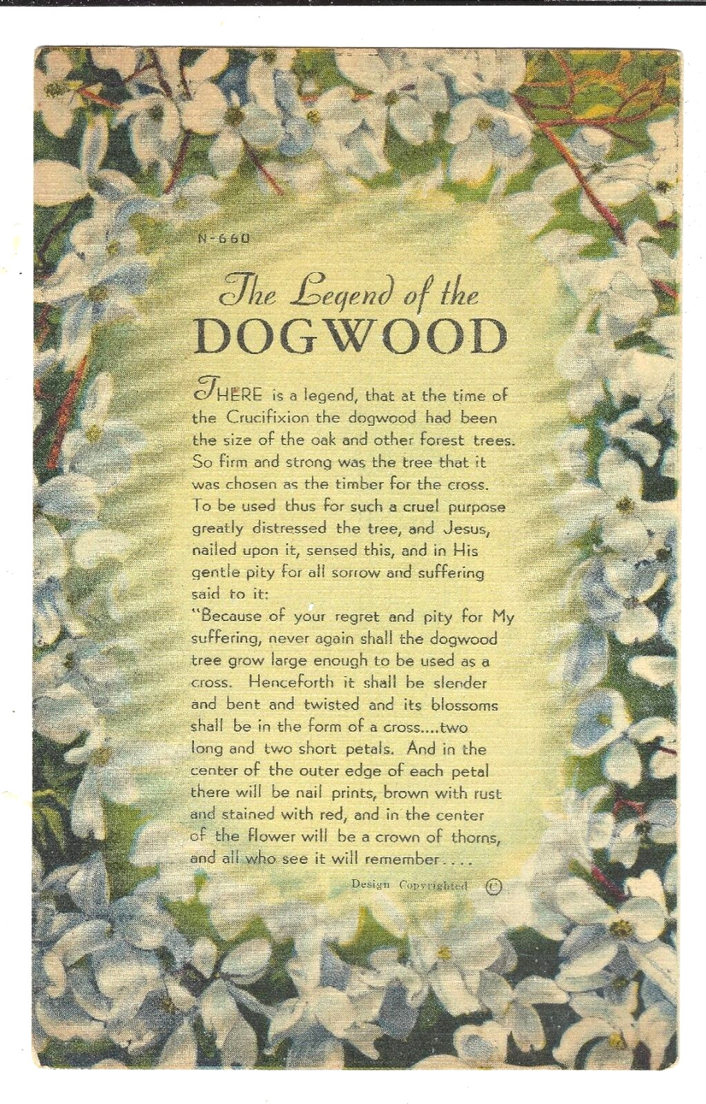 Postcard Divided The Legend of the Dogwood N-660 Ashville Post Card Co. Postcard Divided The Legend of the Dogwood N-660 Ashville Post Card Co.
