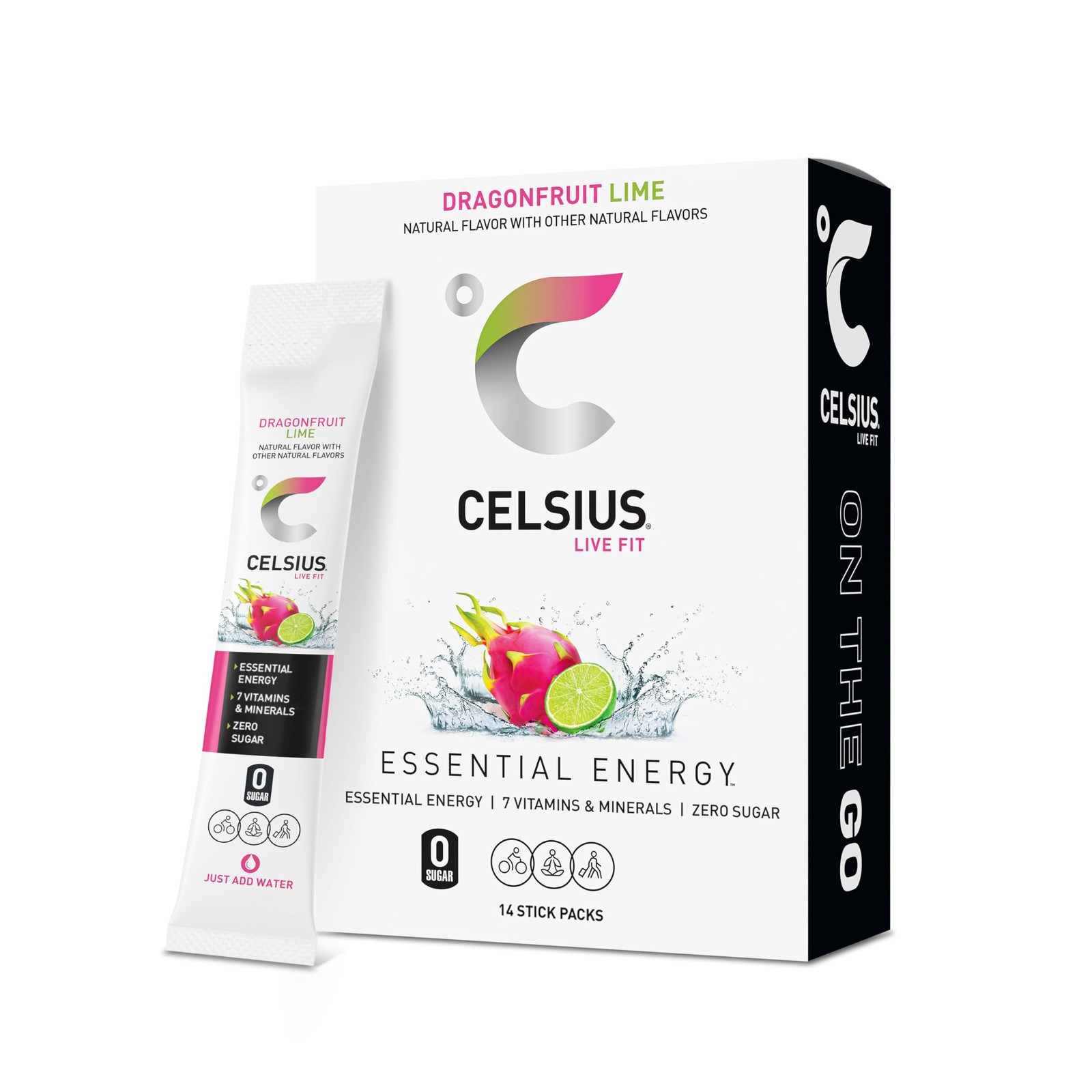 CELSIUS® On-The-Go Powder Sticks Dragonfruit 2.8 Ounce (Pack of 1), Peach CELSIUS® On-The-Go Powder Sticks Dragonfruit 2.8 Ounce (Pack of 1), Peach