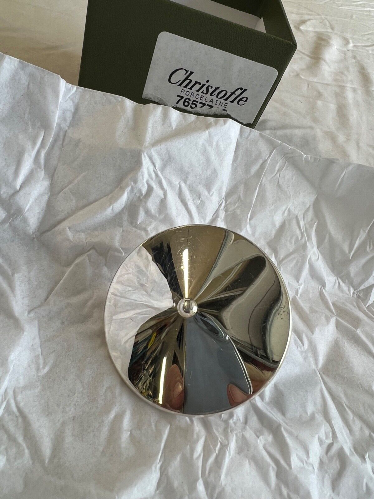 Christofle Paris Silverplated Spinning Top, PaperWeight in Original Box