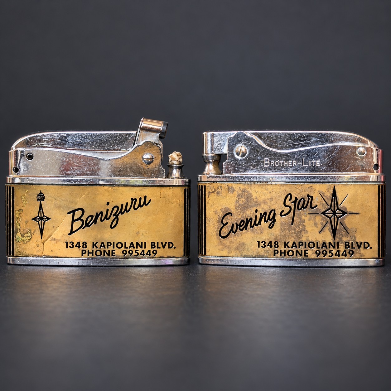 VTG c1964 Honolulu Hawaii Evening Star Benizuru Brother-Lite Advertising Lighter