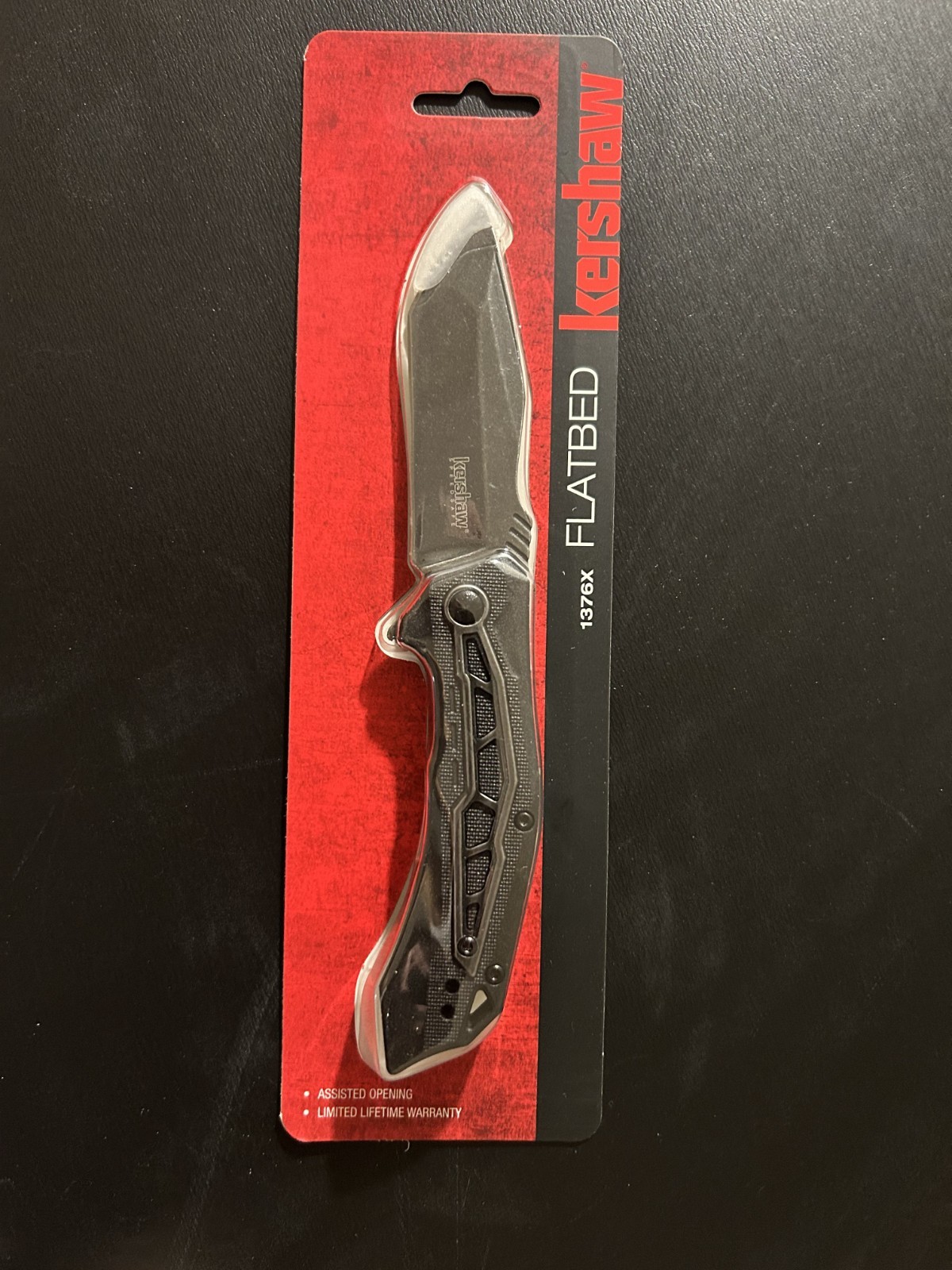 Kershaw Flatbed Linerlock A/O Folding Knife Black KS1376 Kershaw Flatbed Linerlock A/O Folding Knife Black KS1376