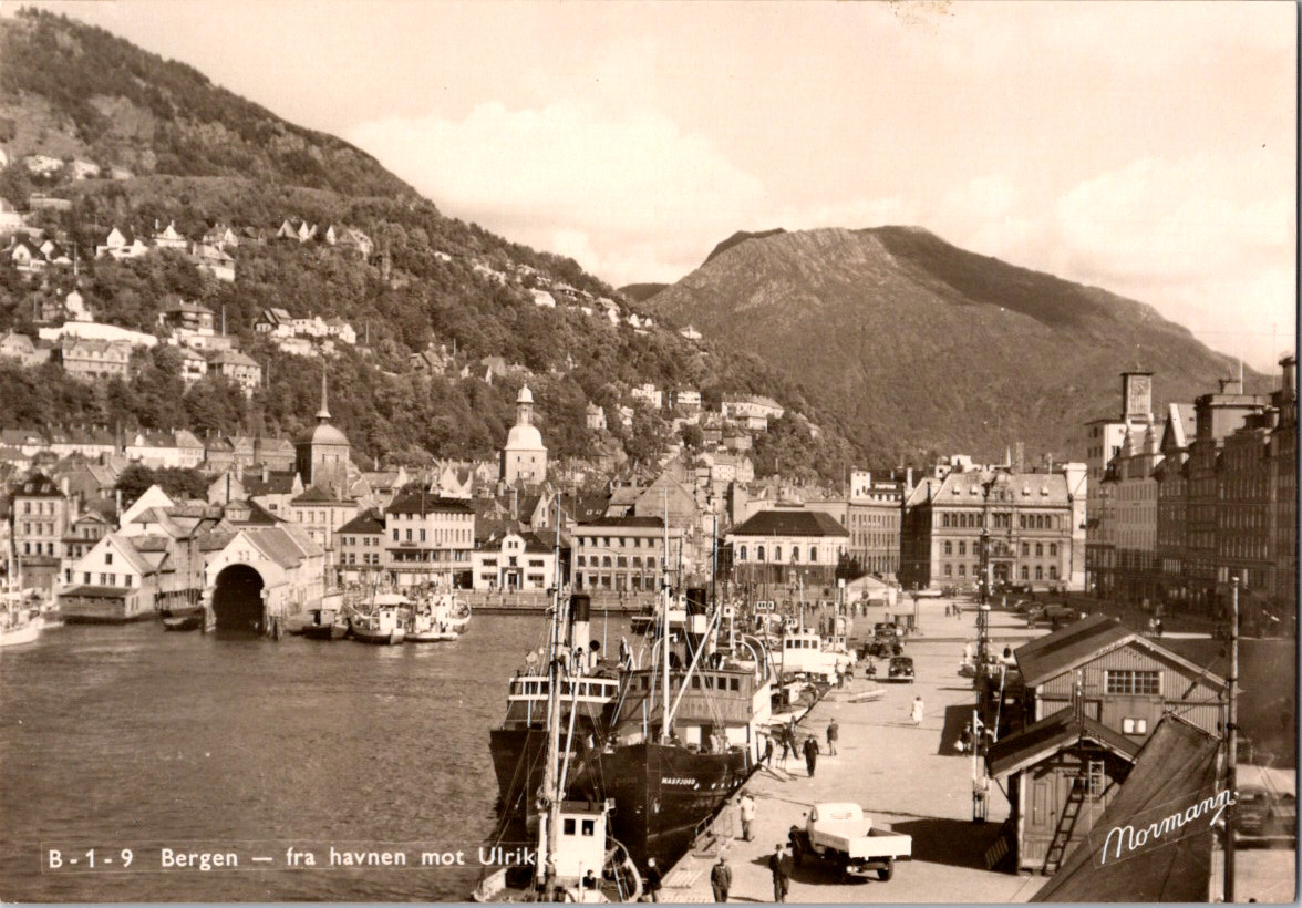 Vintage Postcard Oslo Norway Scenic Harbor City View
