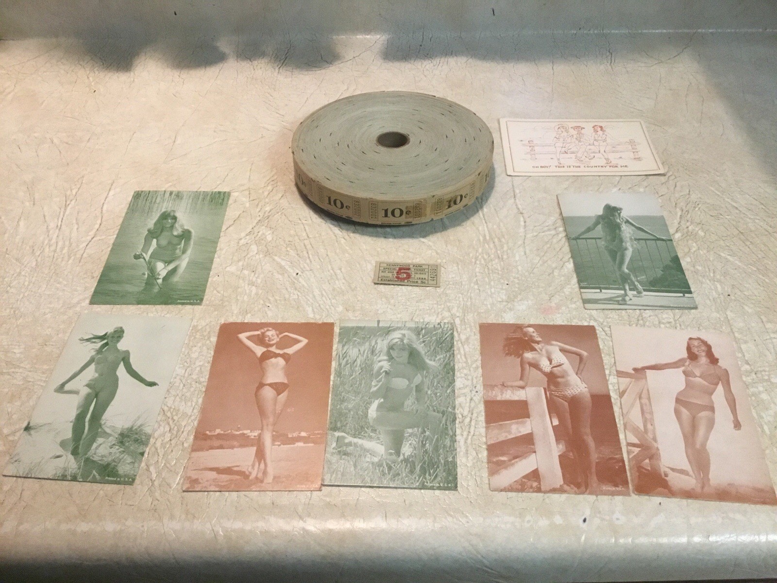 Sexy Woman KENNYWOOD PARK Penny Arcade 8 Cards & Antique Ticket Dealer Lot 11