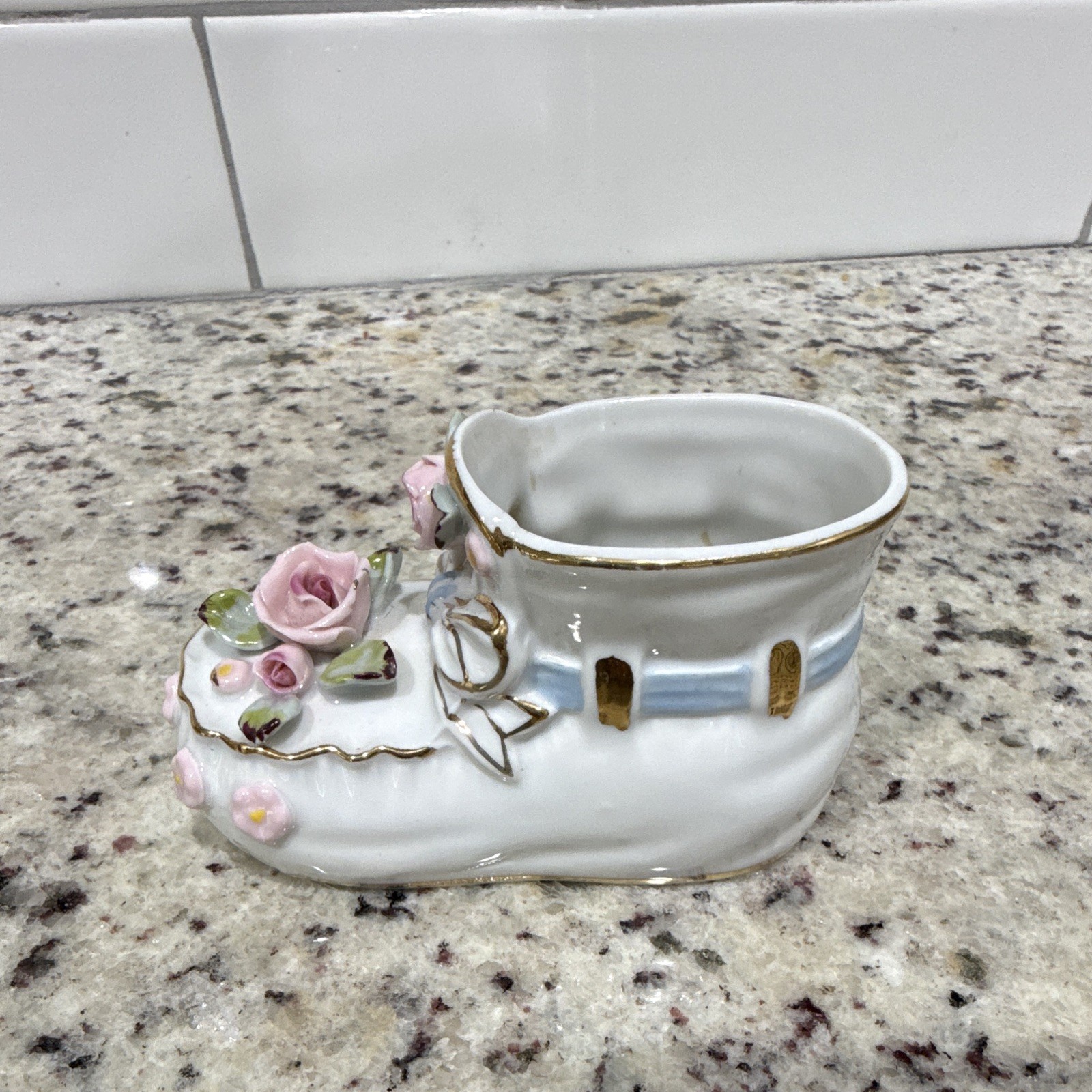 Vintage Napco Ceramic Baby Bootie Planter